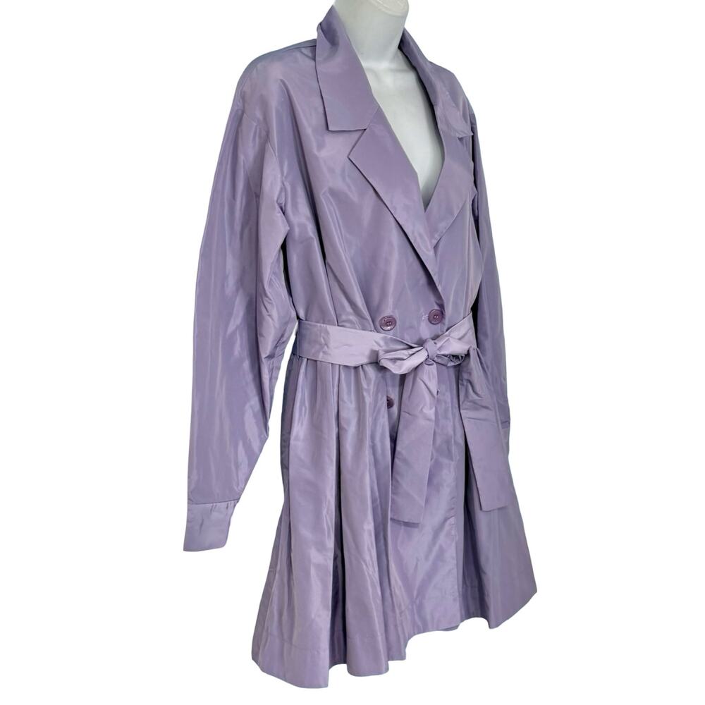 STAUD Rina Trench Coat Lilac Lavender Purple Tie Belt Mini Dress Size M NEW Tags - Picture 7 of 14